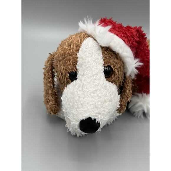 Chrisha Playful Plush Cocker Spaniel Puppy Dog Laying Floppy In Santa Hat 12” - Picture 2 of 9